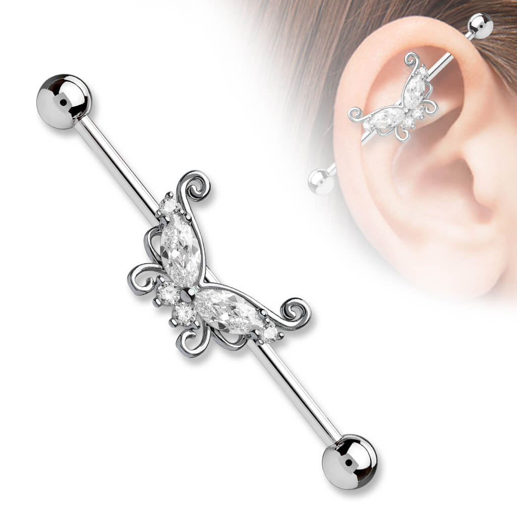 Industrial Barbell Schmetterling Zirkonia