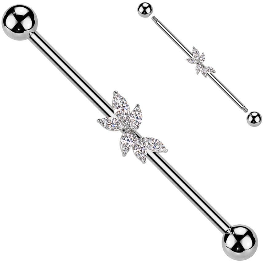 Industrial Barbell vine zirconia marquise cut