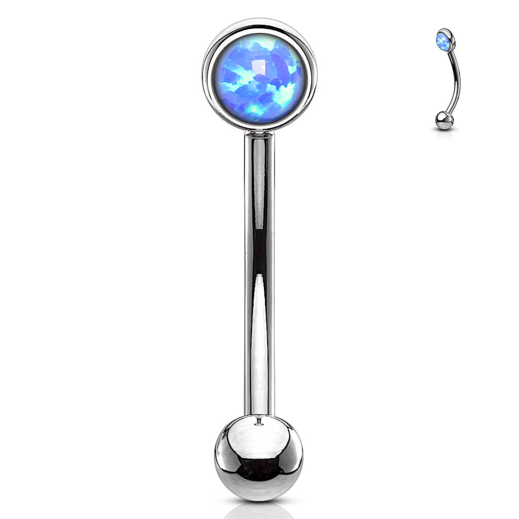 Augenbrauenpiercing Kugel Flach Silber Opal
