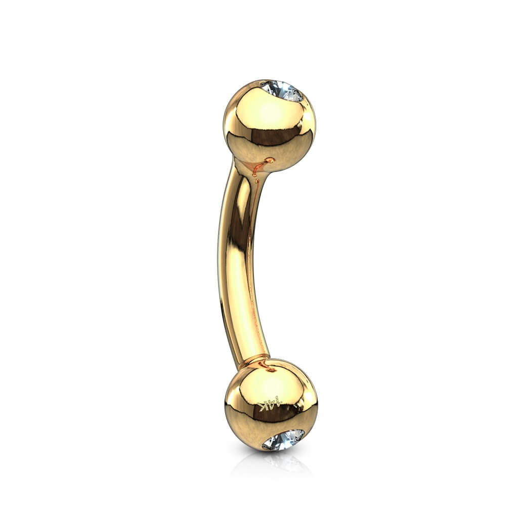 Oro 14 kt Piercing Sopracciglio Sfera con zircone