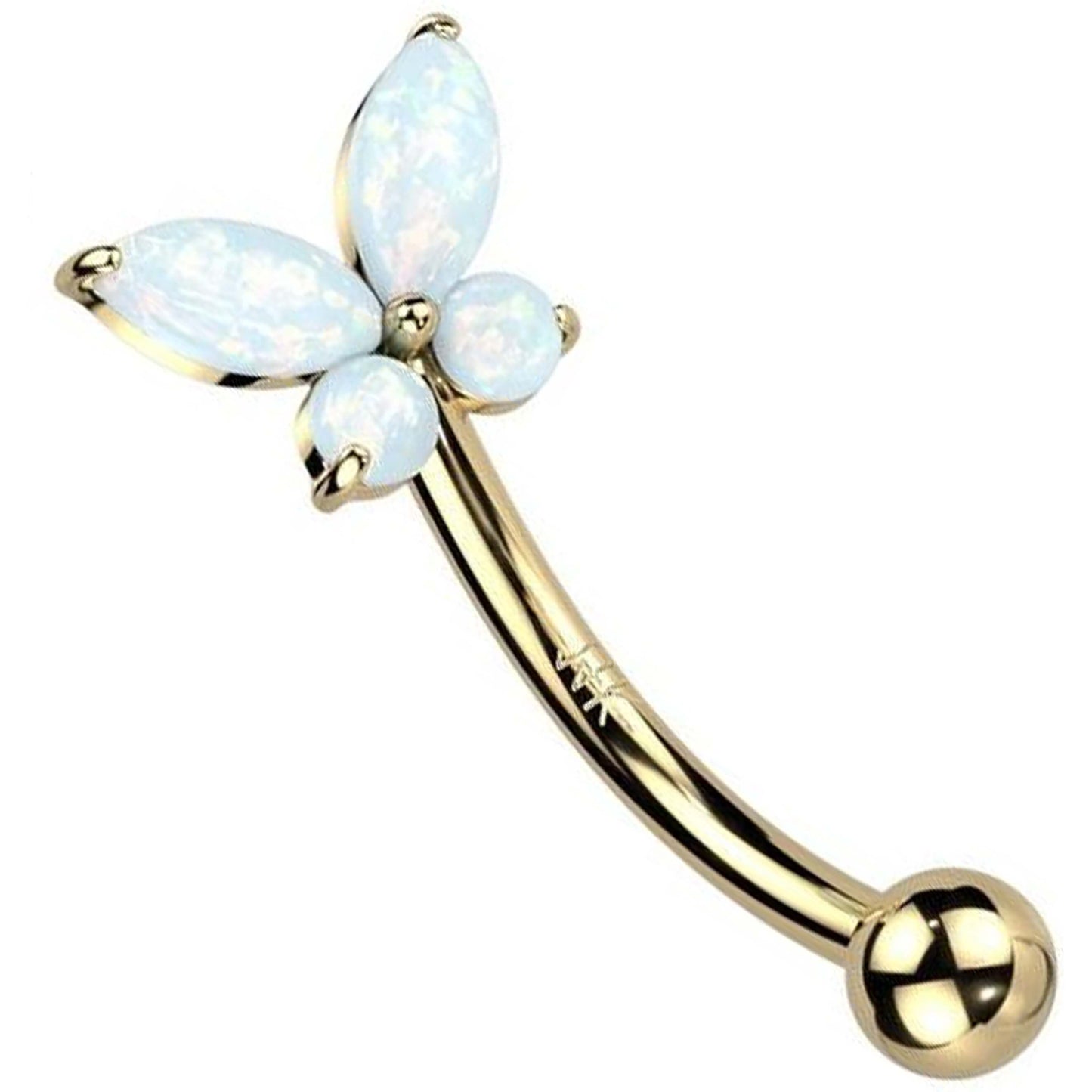 Oro 14 kt Piercing Sopracciglio Farfalla di zirconi