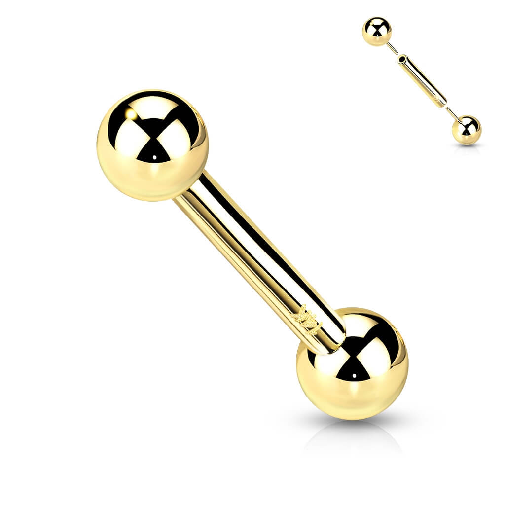 Oro 14 kt Barbell Sfera Push-In