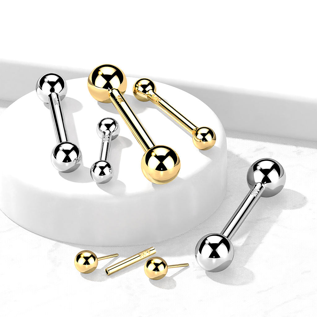 Oro 14 kt Barbell Sfera Push-In