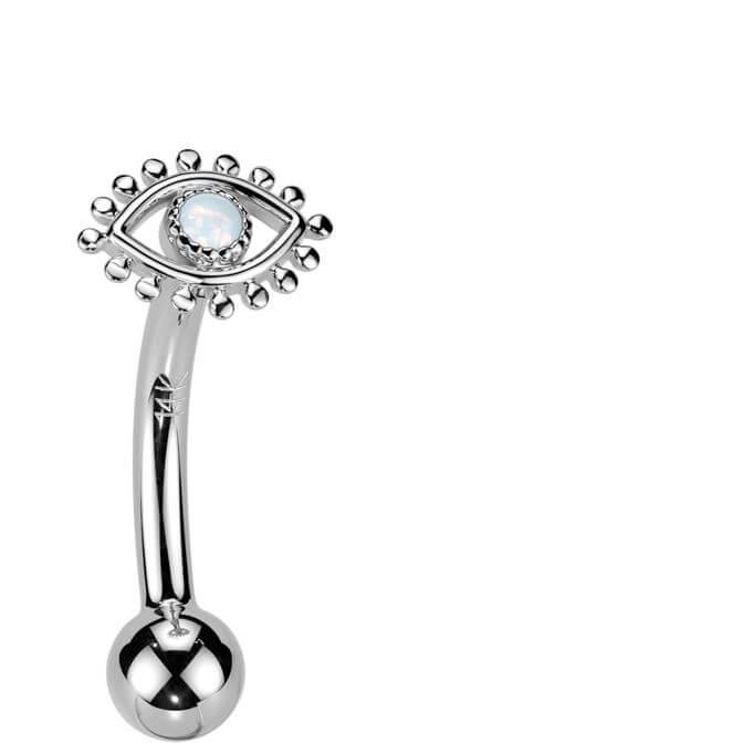 Solid Gold 14 Carat Eyebrow Piercing eye opal Push-In