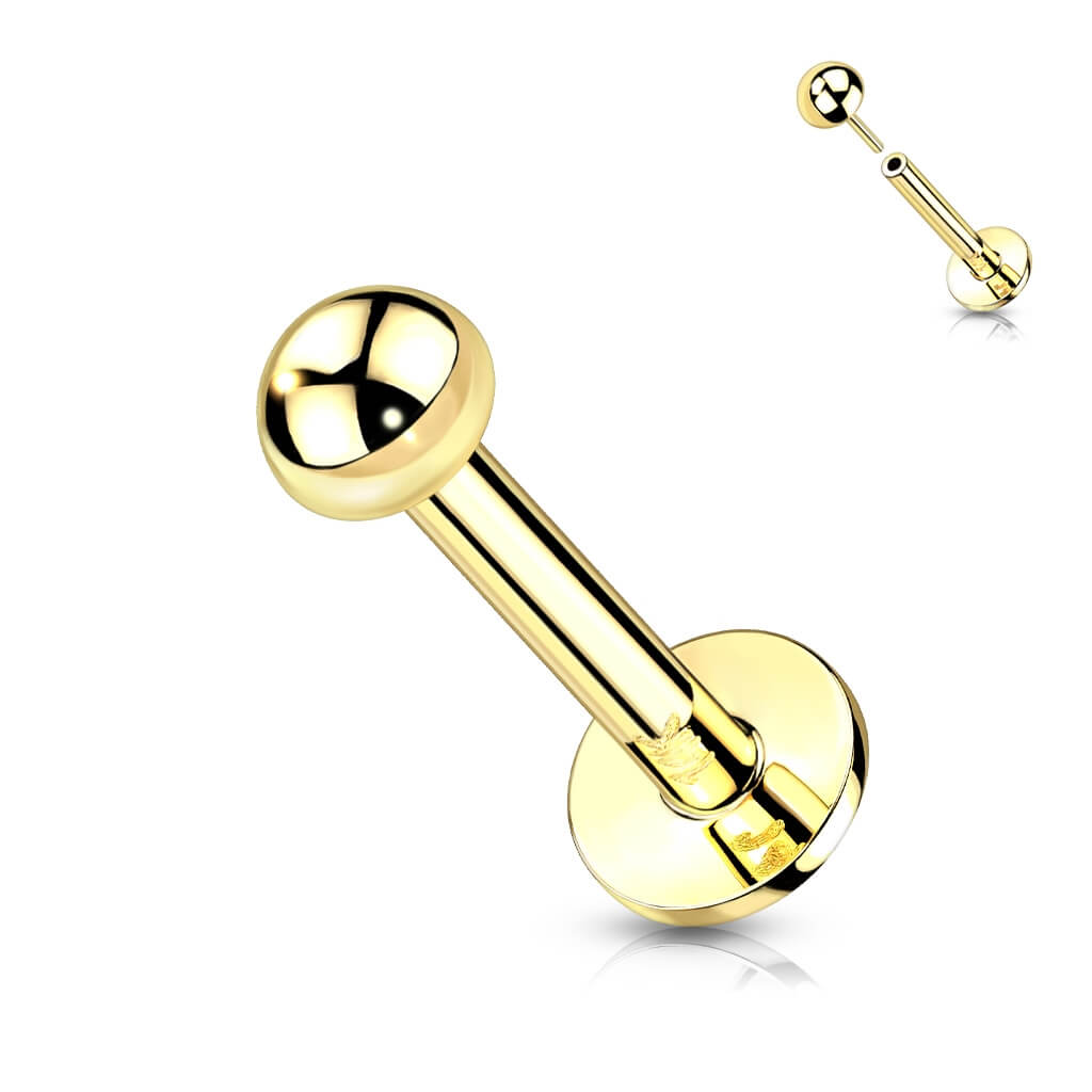 Oro 14 kt Labret Semisferico Push-In