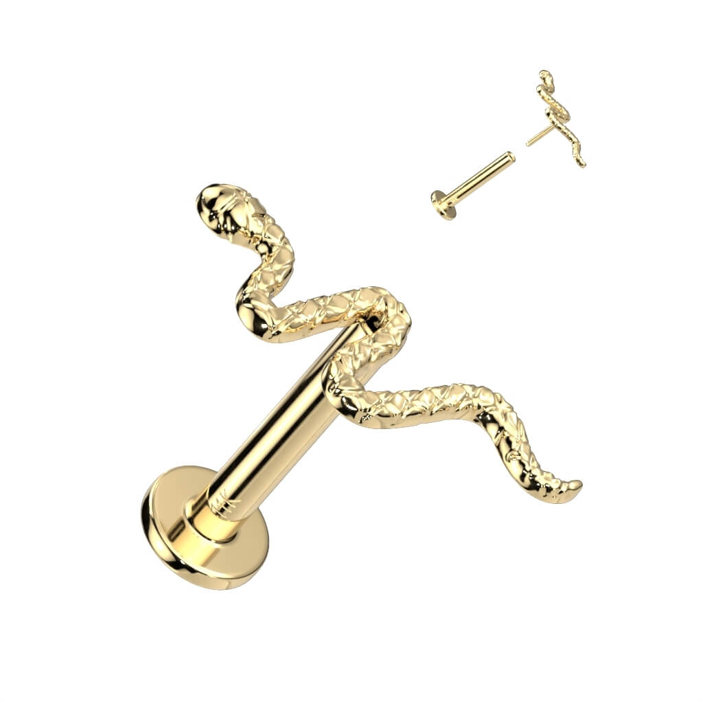 Oro 14 kt Labret Serpente Push-In