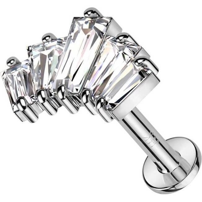 Złoto 585 labret 5 cyrkonii push-in