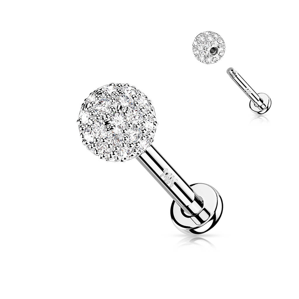 Oro 14 kt Labret Zircone