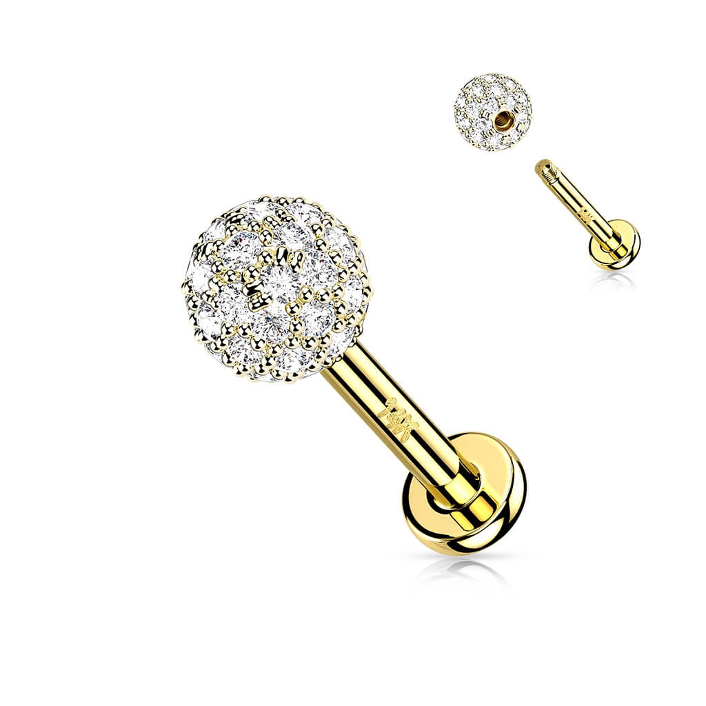 Oro 14 kt Labret Zircone
