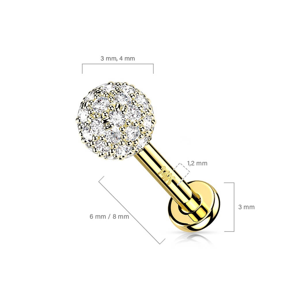 Oro 14 kt Labret Zircone