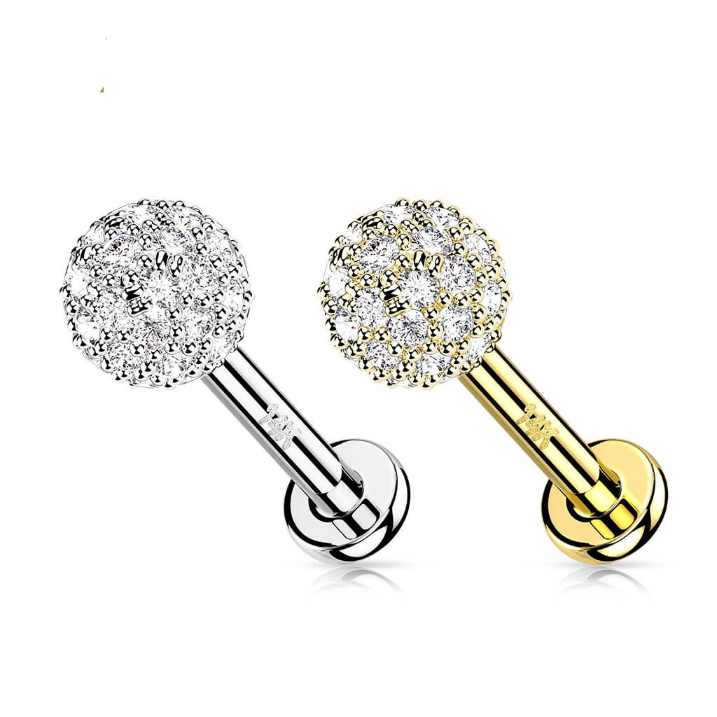 Oro 14 kt Labret Zircone