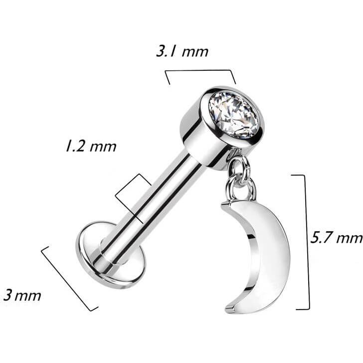 14 Karat Gold Labret Mond Anhänger Zirkonia Innengewinde