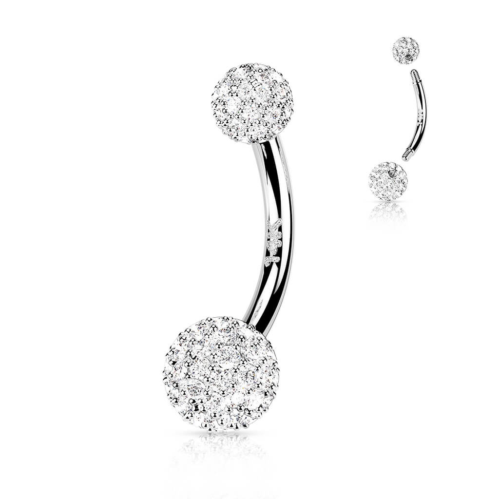Oro 14 kt Piercing Ombelico Zircone a sfera
