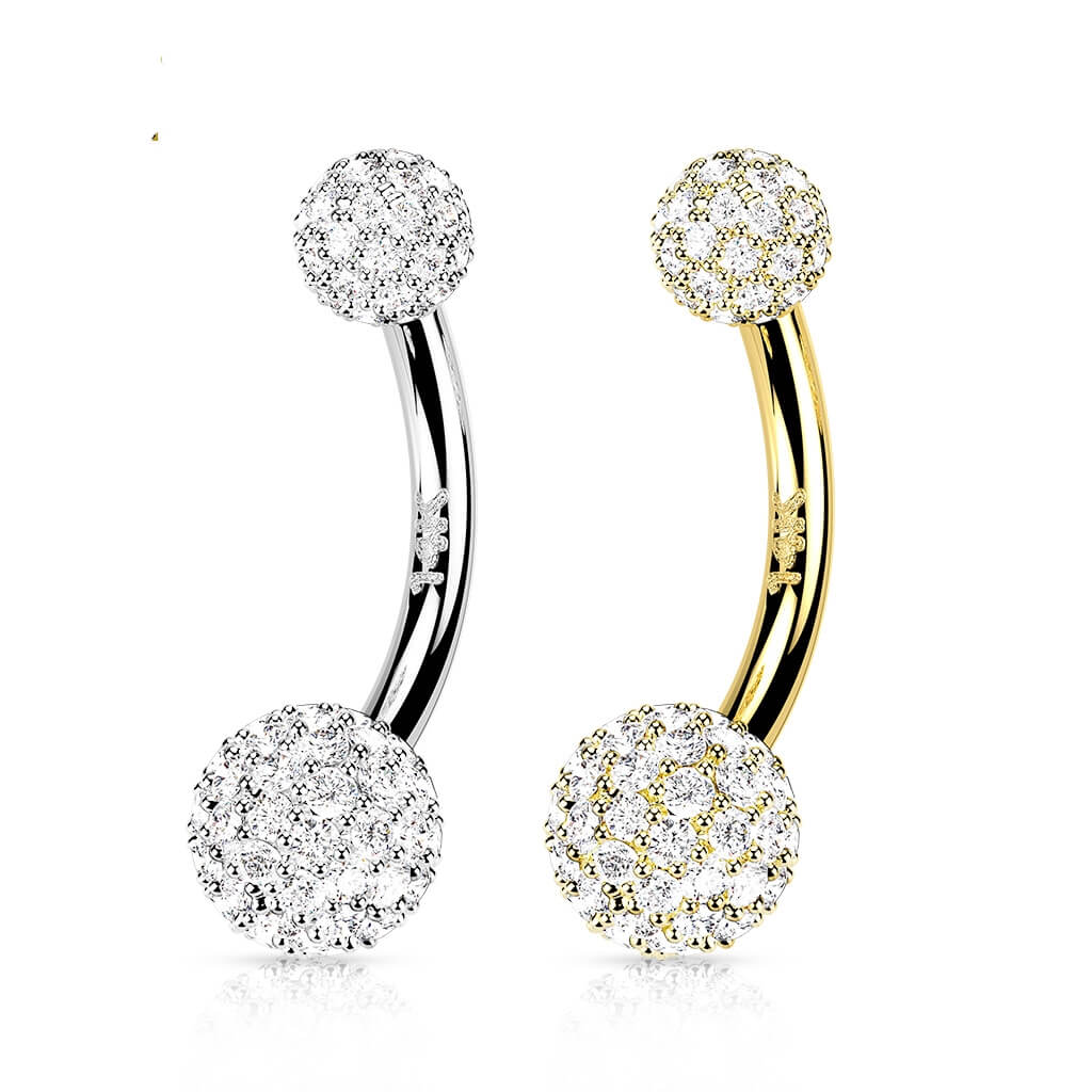 Oro 14 kt Piercing Ombelico Zircone a sfera