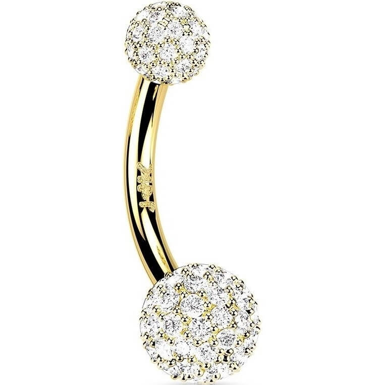 Oro 14 kt Piercing Ombelico Zircone a sfera
