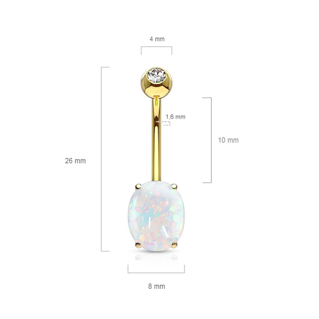 Or 14kt Piercing Nombril Opale Ovale