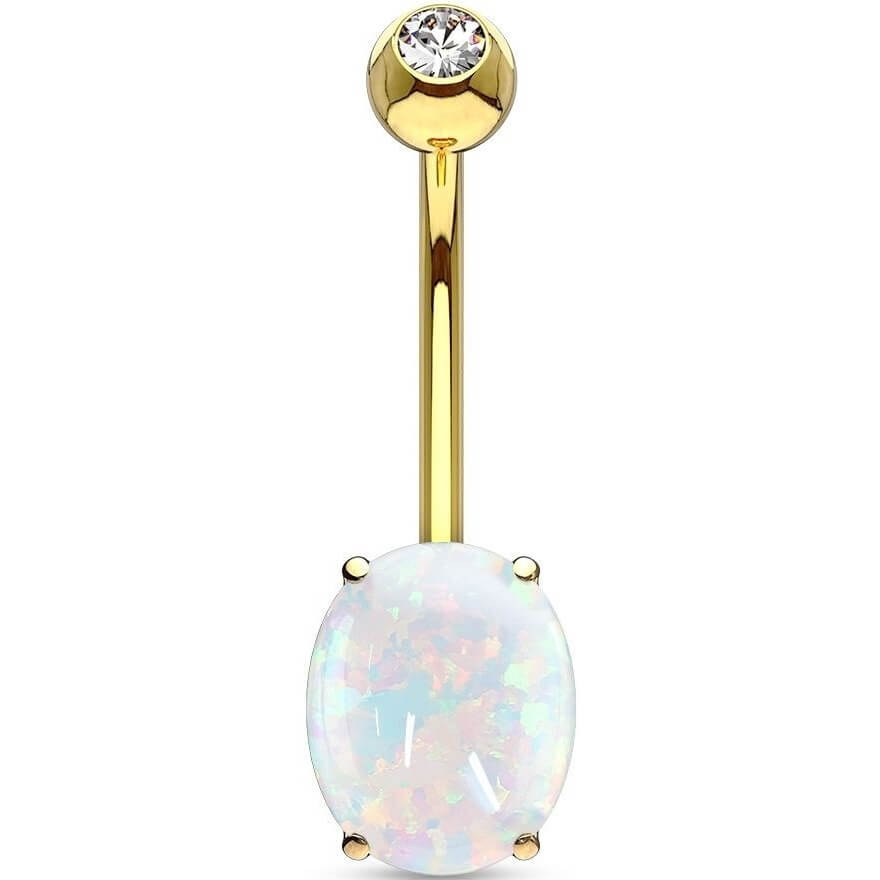 Or 14kt Piercing Nombril Opale Ovale
