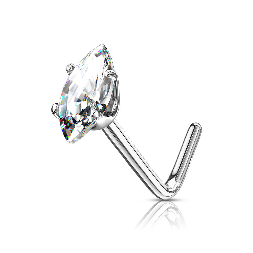 Or 14kt Nez En Forme de L Zircone Taille Marquise