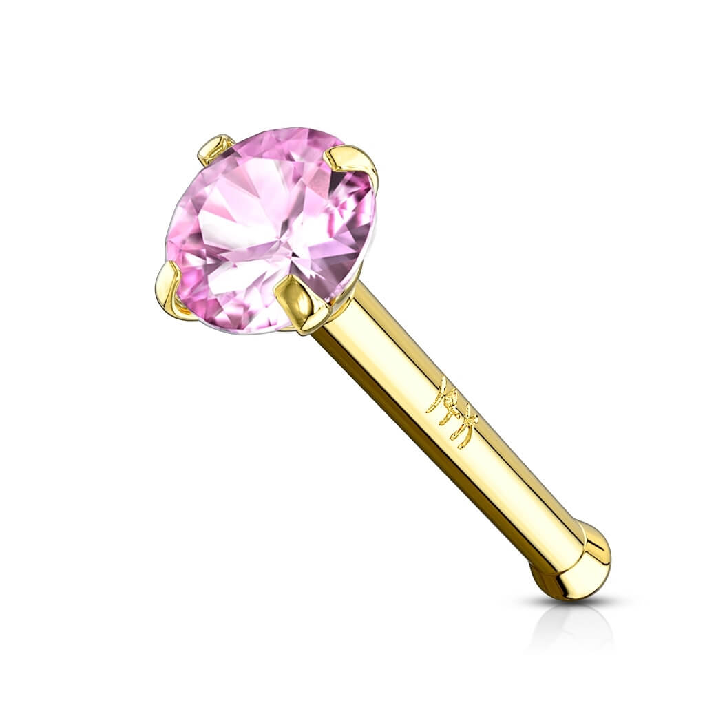 Oro 14 kt Stud Nasale Zircone