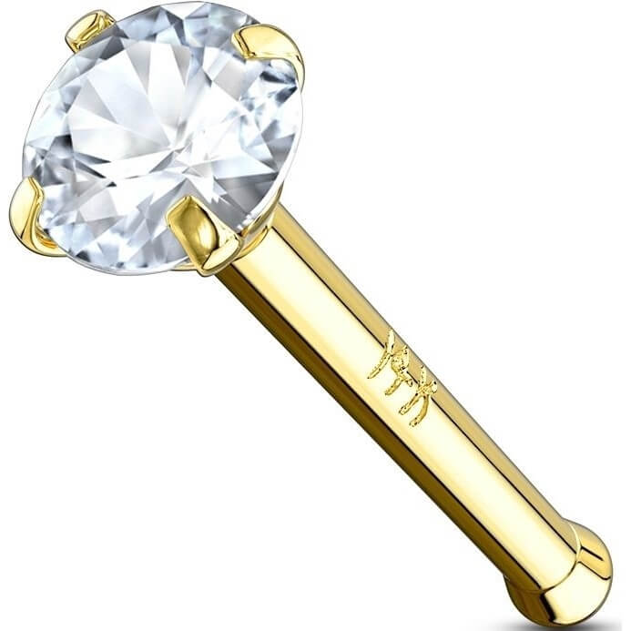 Oro 14 kt Stud Nasale Zircone