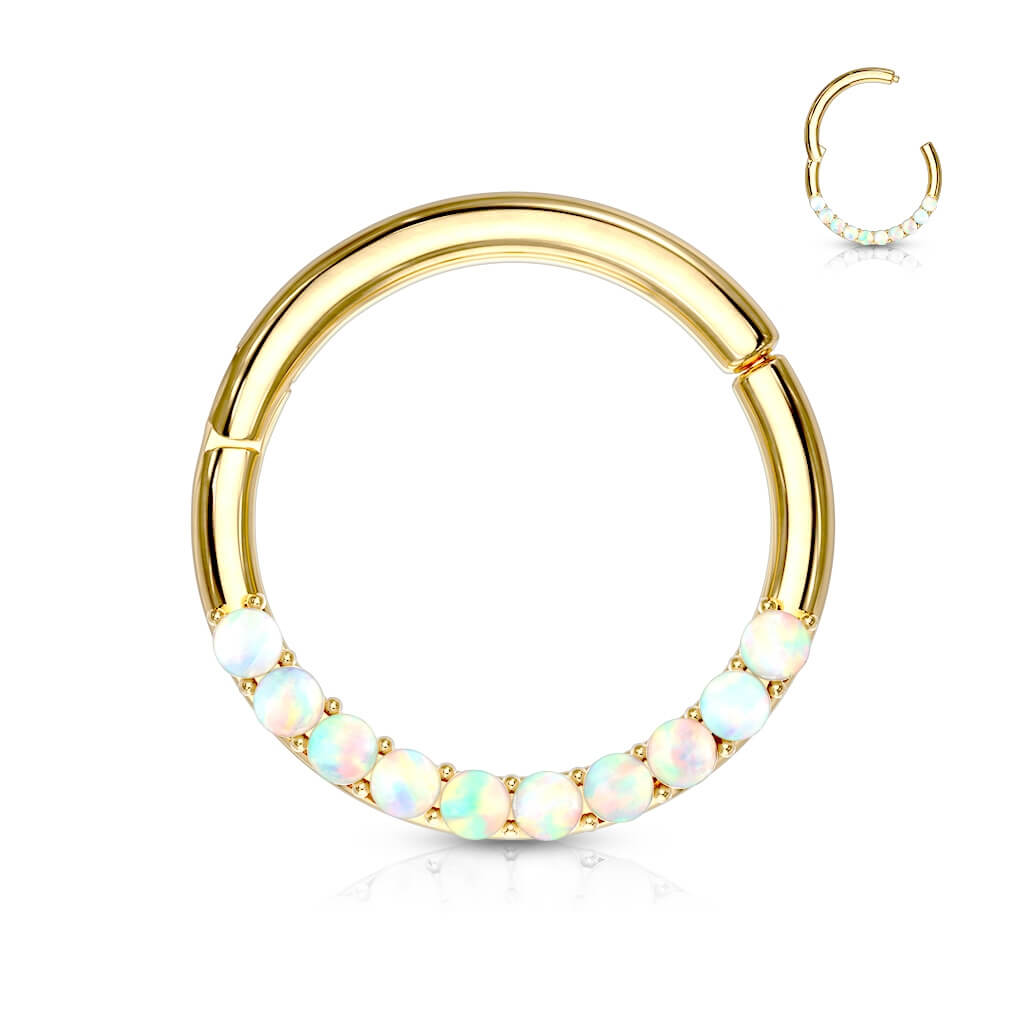 Oro 14kt Anillo Ópalo Clicker