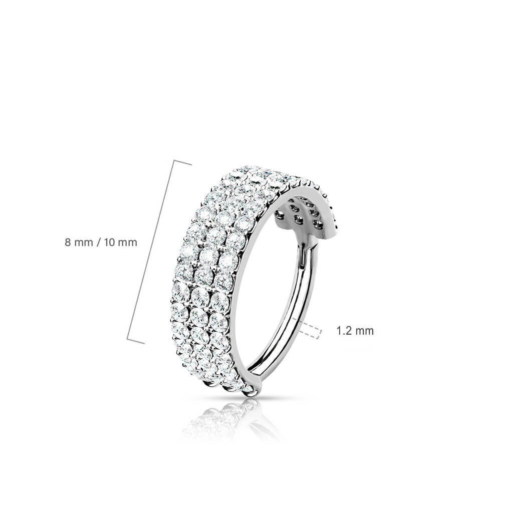 Or 14kt Anneau 3 Lignes Zircone Cliqueur