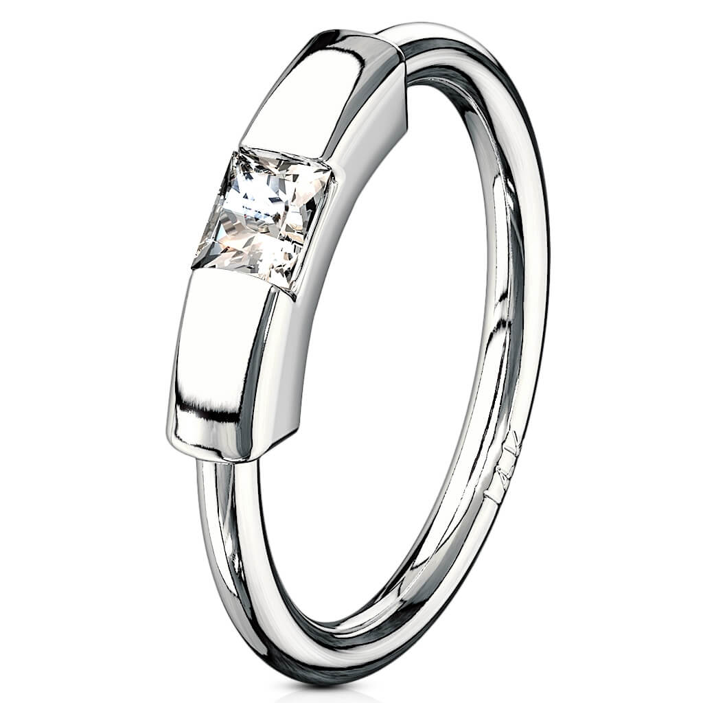 Oro 14 kt Anello Piercing Zircone Segment