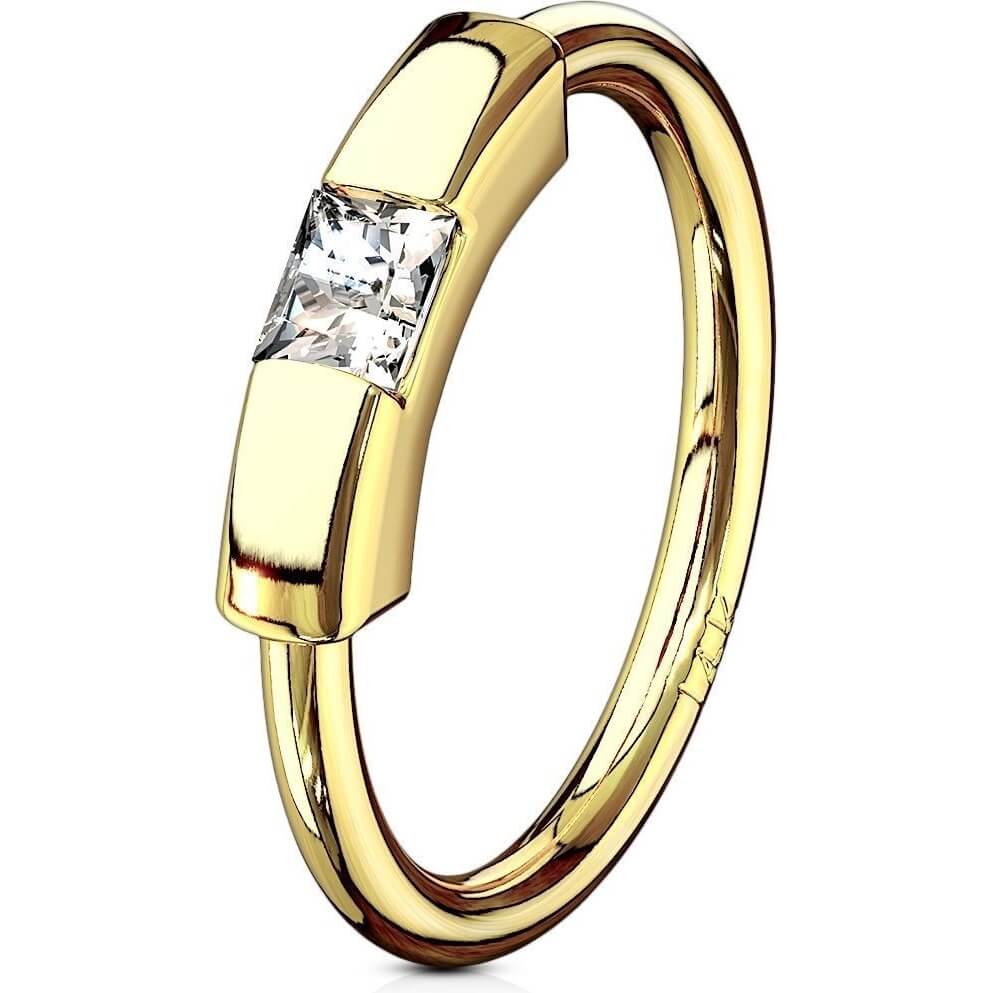 Oro 14 kt Anello Piercing Zircone Segment
