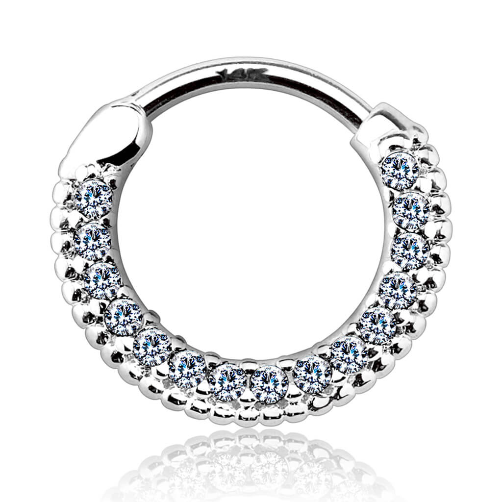 Oro 14 kt Piercing Septum Zirconi Clicker