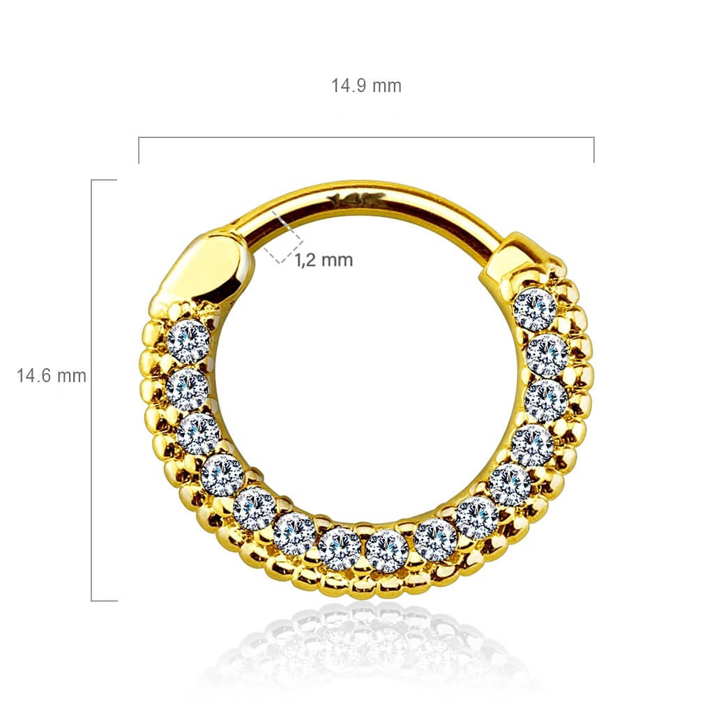 Oro 14 kt Piercing Septum Zirconi Clicker