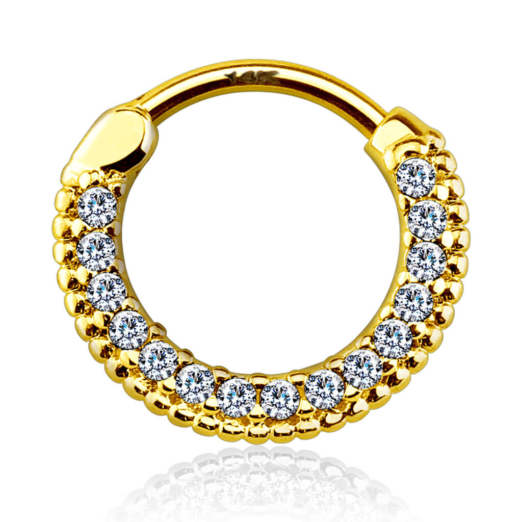 Oro 14 kt Piercing Septum Zirconi Clicker