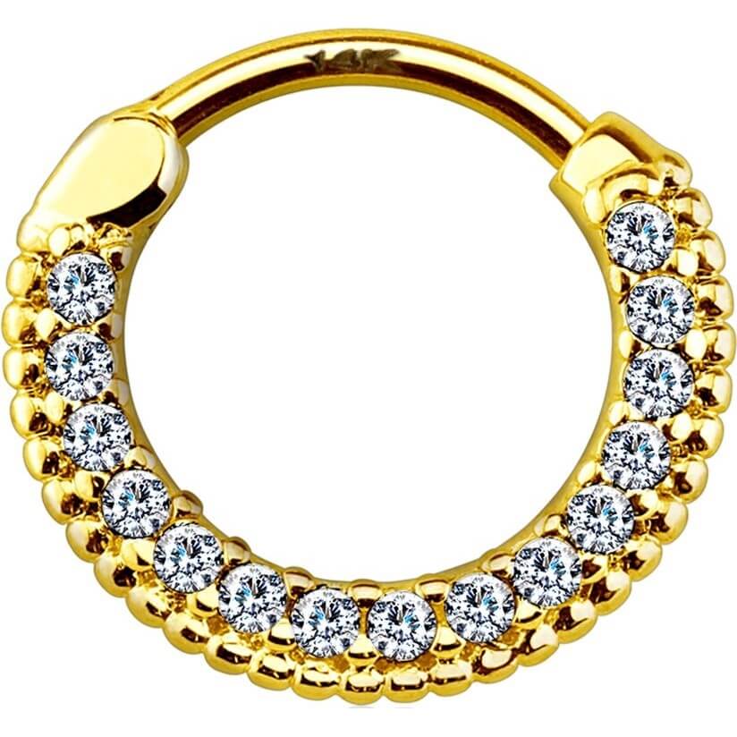 Oro 14 kt Piercing Septum Zirconi Clicker