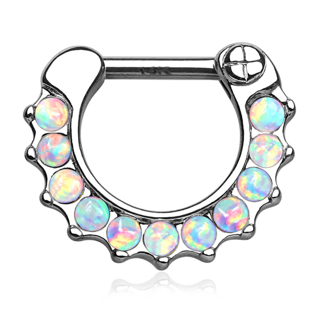 Złoto 585 septum opal clicker