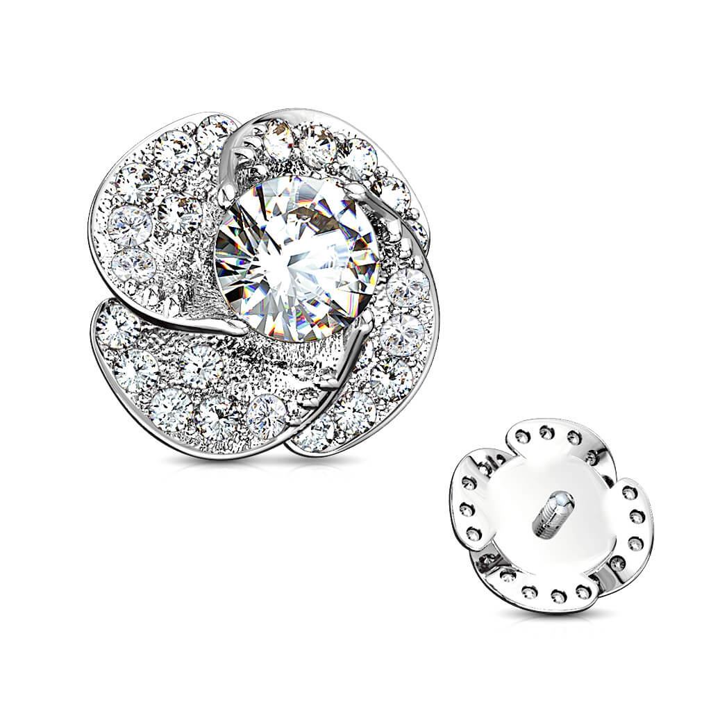 Oro 14 kt Rosa in zirconi Filettatura Interna