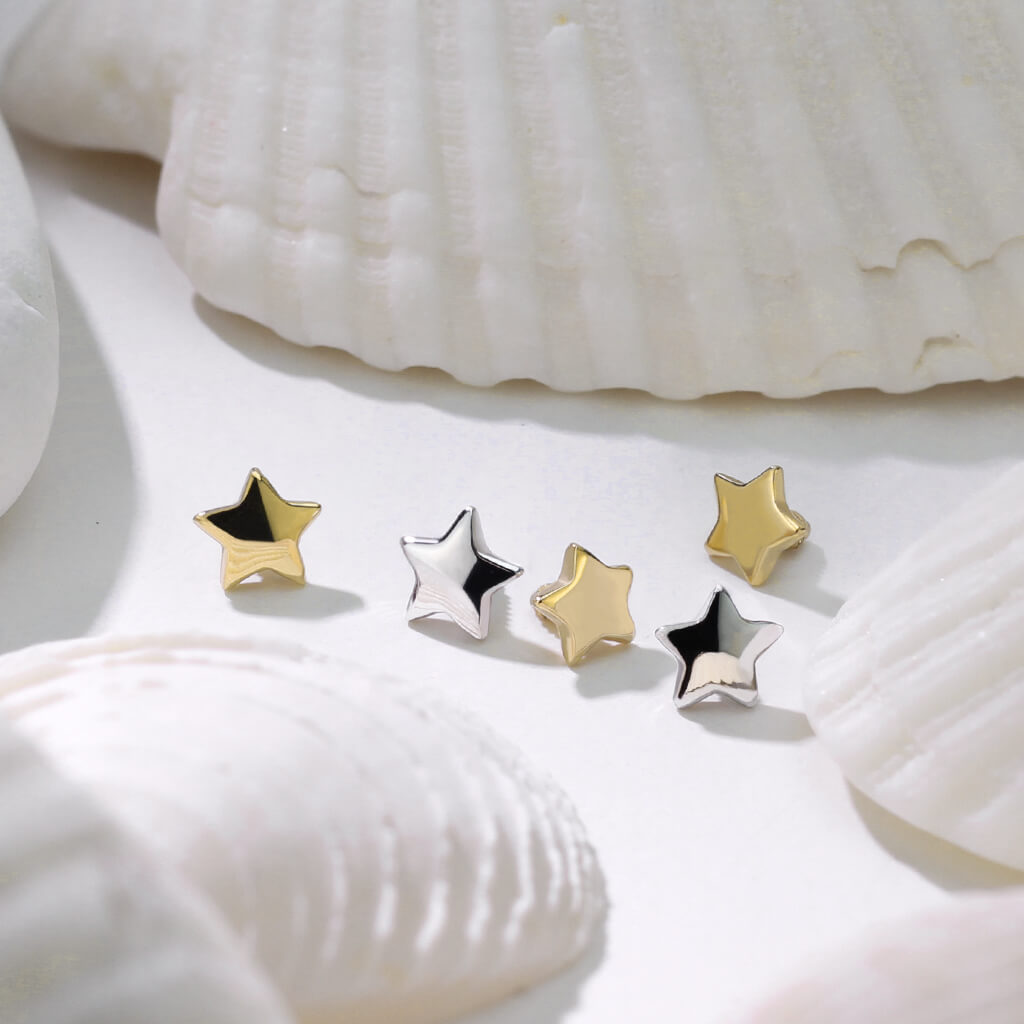 Oro 14 kt Stella Filettatura Interna