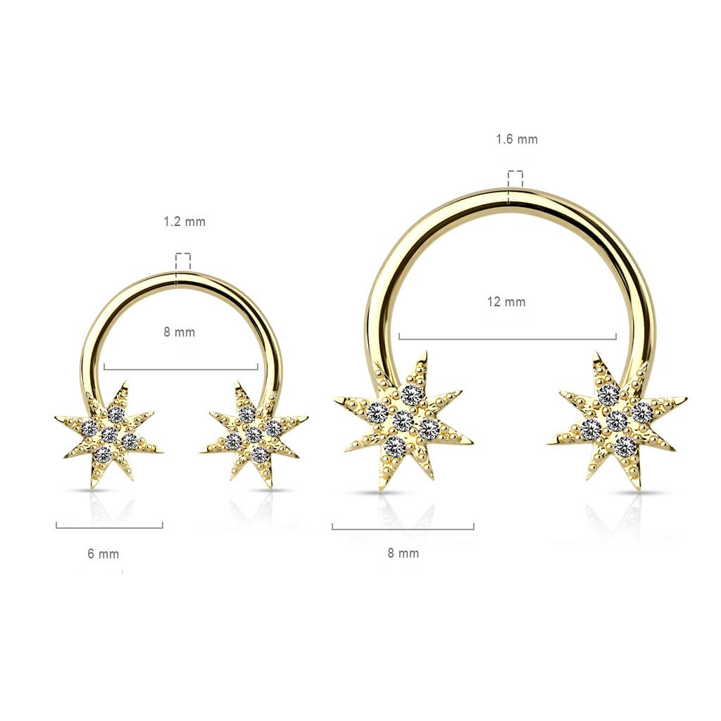 Herradura Estrellas Circonita Oro