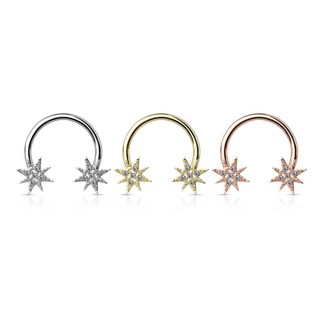 Herradura Estrellas Circonita Oro