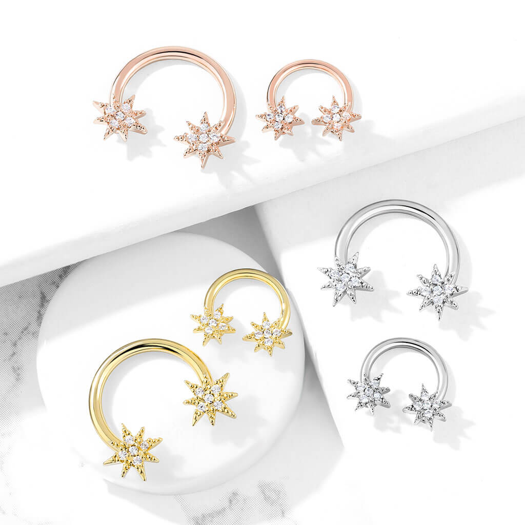 Herradura Estrellas Circonita Oro