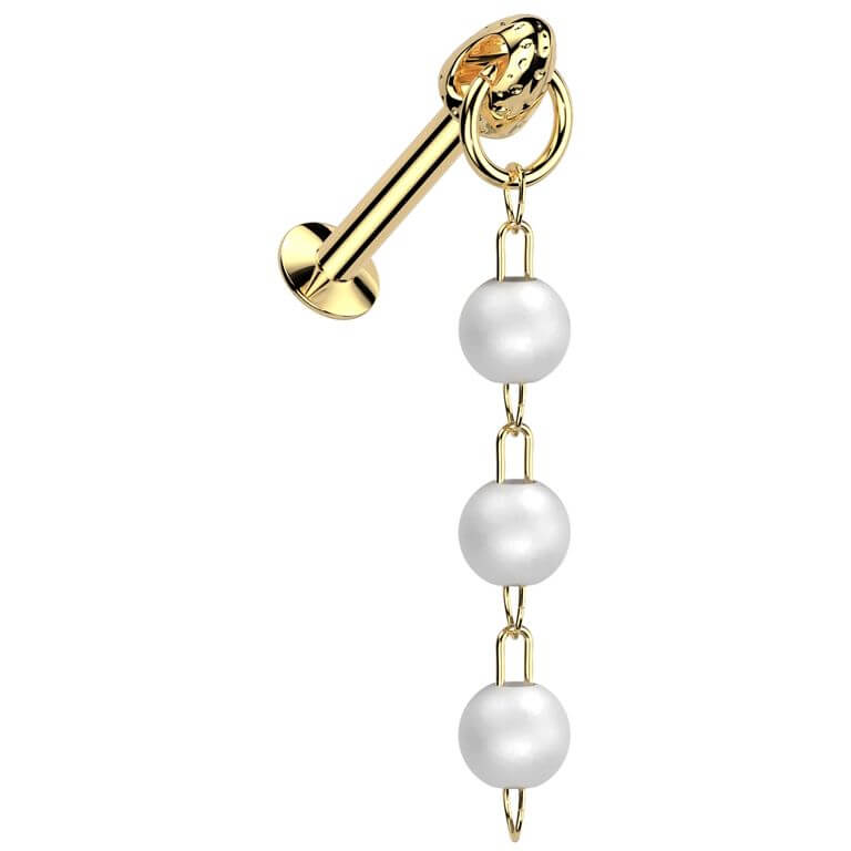 Labret triple pearl dangle Push-In