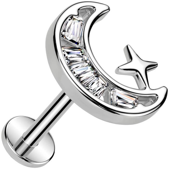 Labret moon star zirconia Push-In