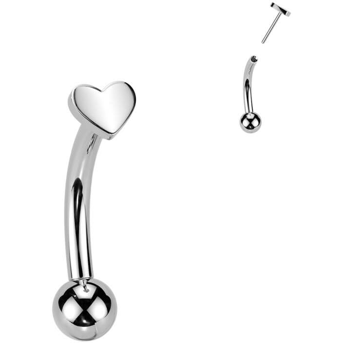 Titanium Curved Barbell heart Push-In