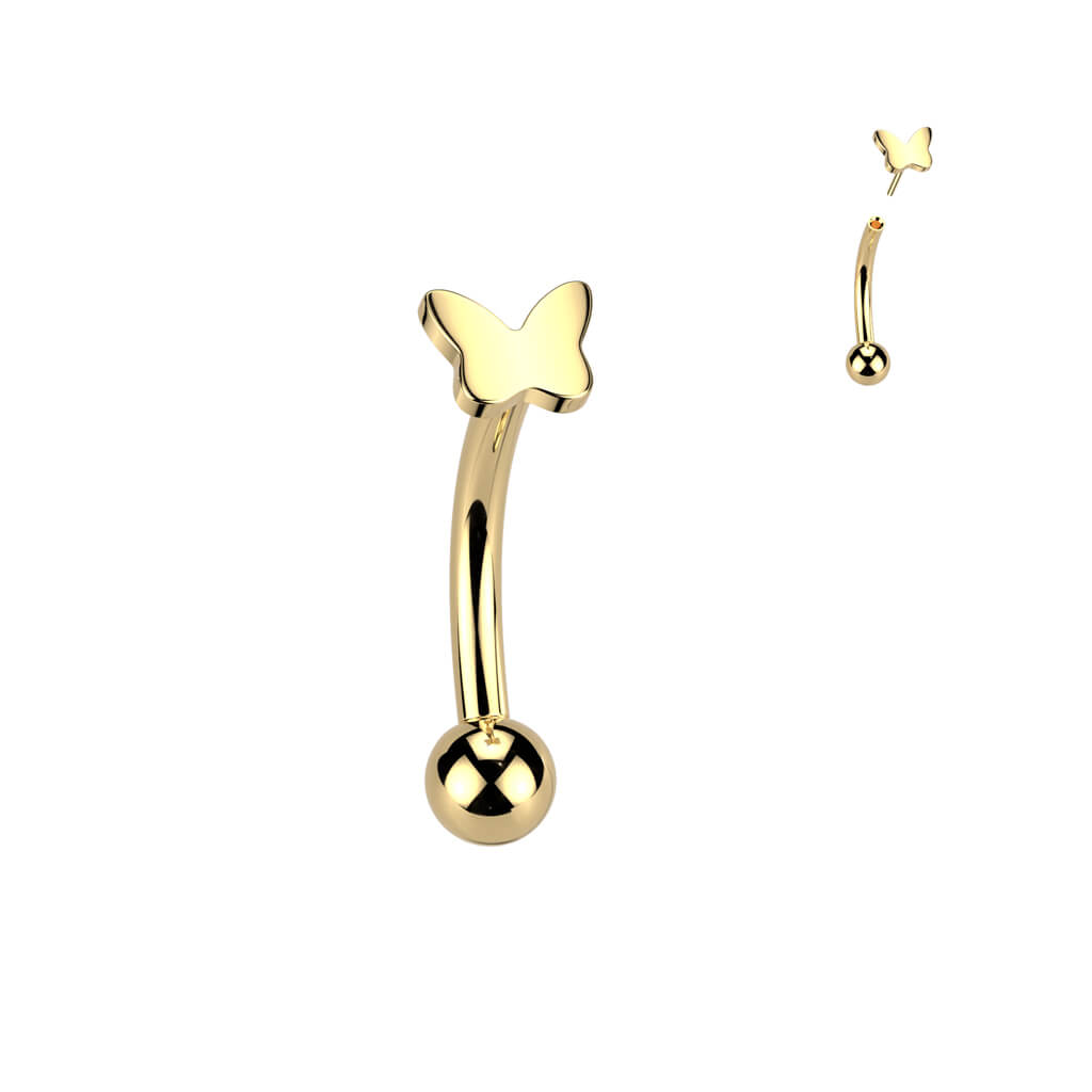 Titanium Eyebrow Piercing butterfly ball Push-In