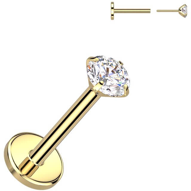 Titanium Labret zirconia prong setting 4mm base Push-In