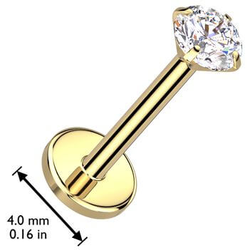 Titanium Labret zirconia prong setting 4mm base Push-In
