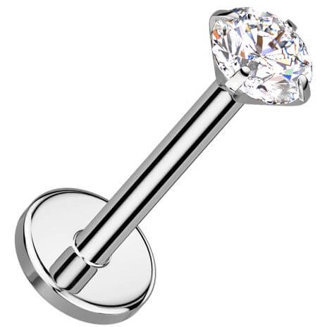 Titanium Labret zirconia prong setting 4mm base Push-In