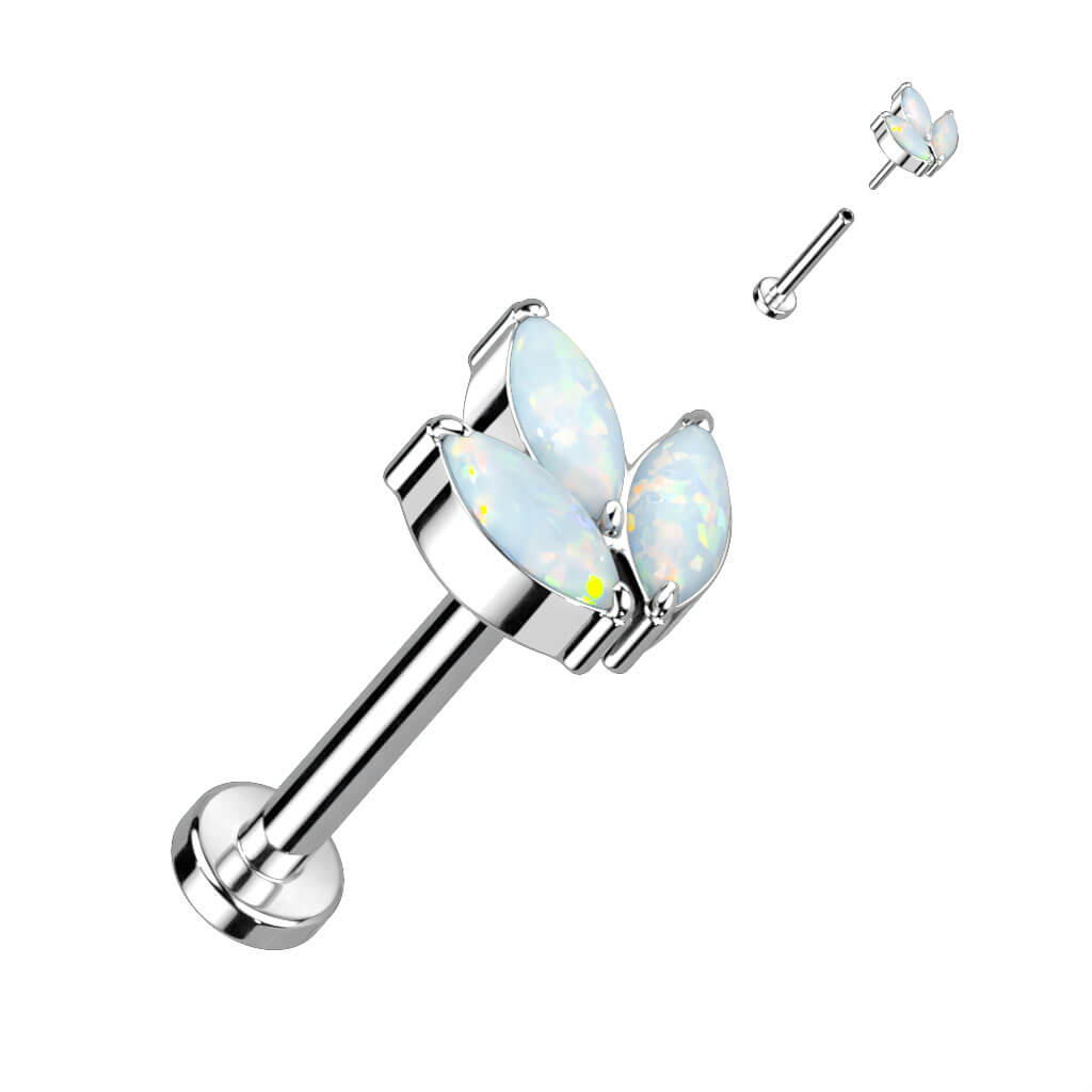 Tytan labret cyrkonia szlif markizowy push-in