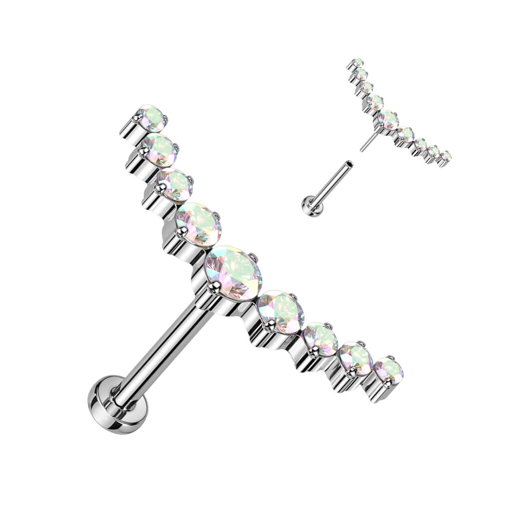 Titanium Labret Curved Zirconia Push-In