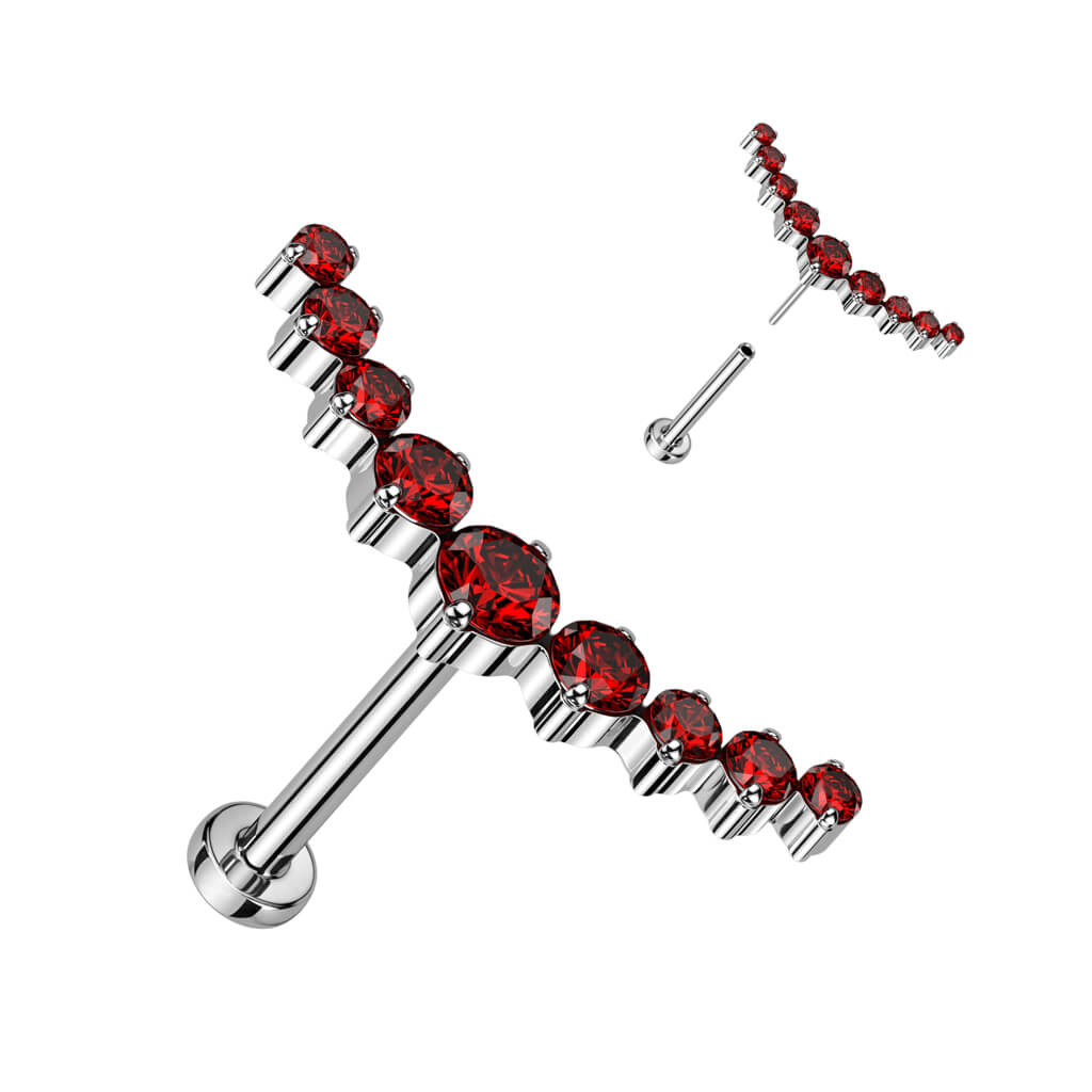 Titanium Labret Curved Zirconia Push-In