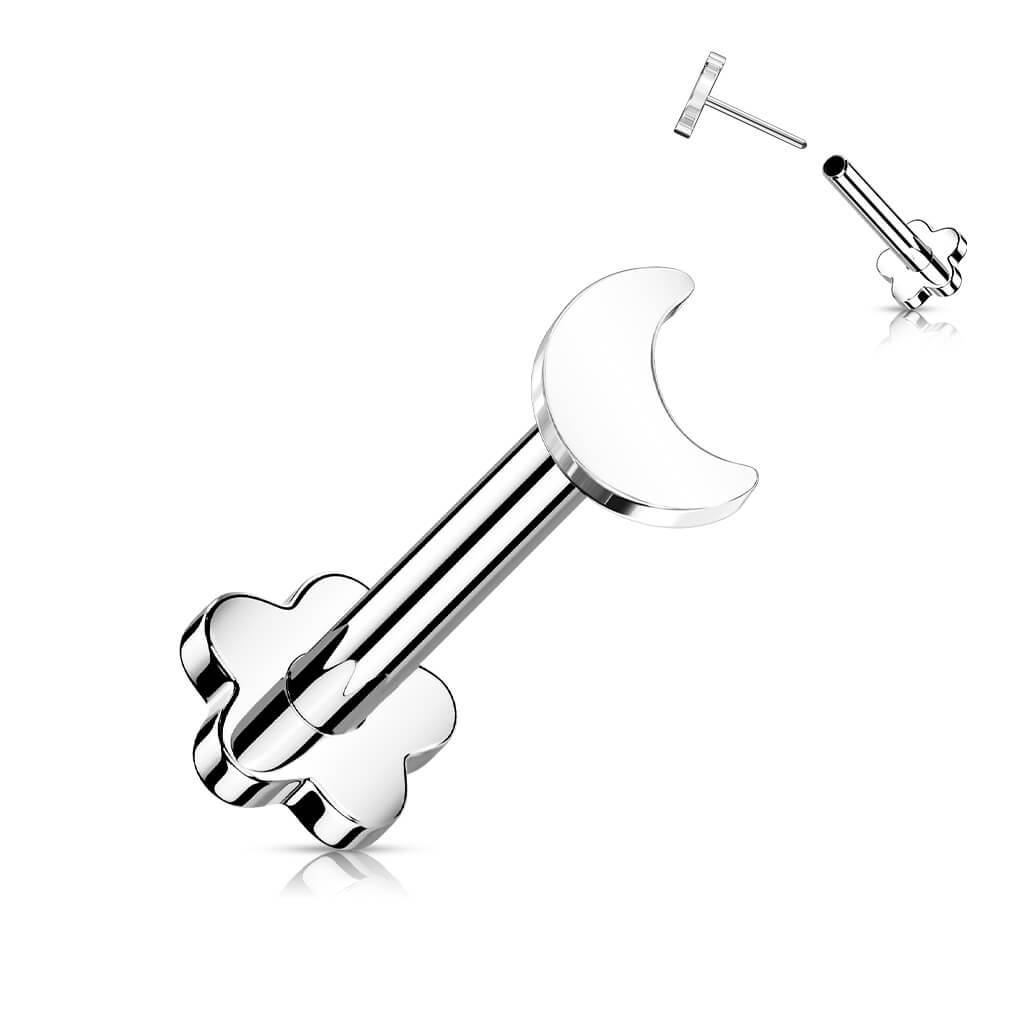 Titanium Labret Moon Flower Base Push-In