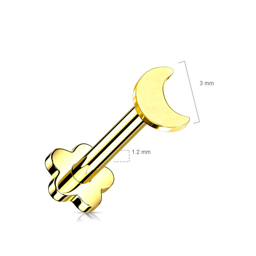 Titanium Labret Moon Flower Base Push-In
